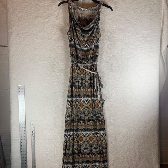 Mlle Gabrielle Women's Geometrical Pattern Cowl Neck Maxi Dress Multi Sz S 10061 - Picture 1 of 13